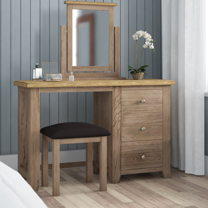 Hazelwood Home Suez Dressing Table Set with Mirror Wayfair.co.uk